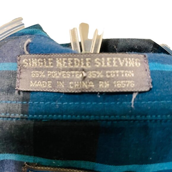 Sir William Big Man Shirt Button Up Long Sleeve Blue Black Plaid Size 8X - Picture 3 of 7